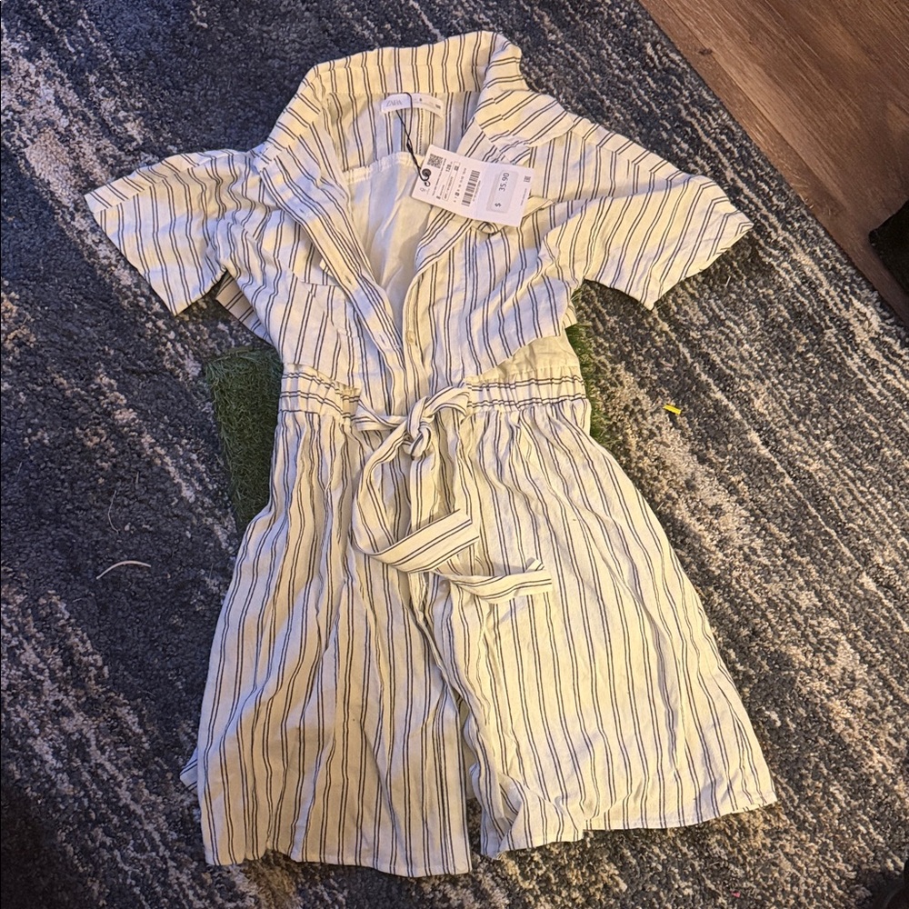 Zara Blue and White Striped Kids Dress